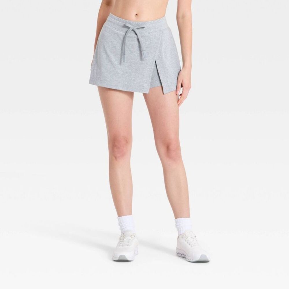 Women's Washed Jersey Slit Skort - JoyLab Heathered Gray XXL